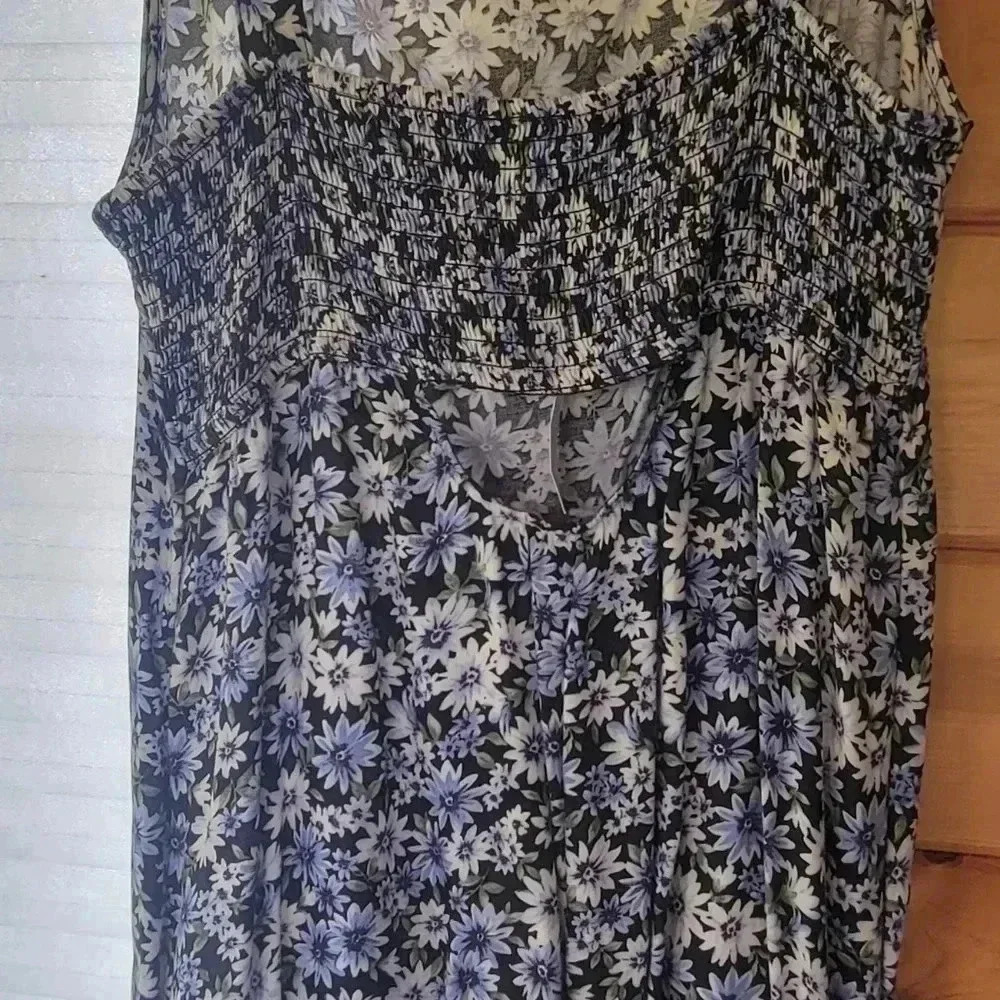 NWT Vintage American Eagle blue floral mini slip dress - Picture 6 of 7